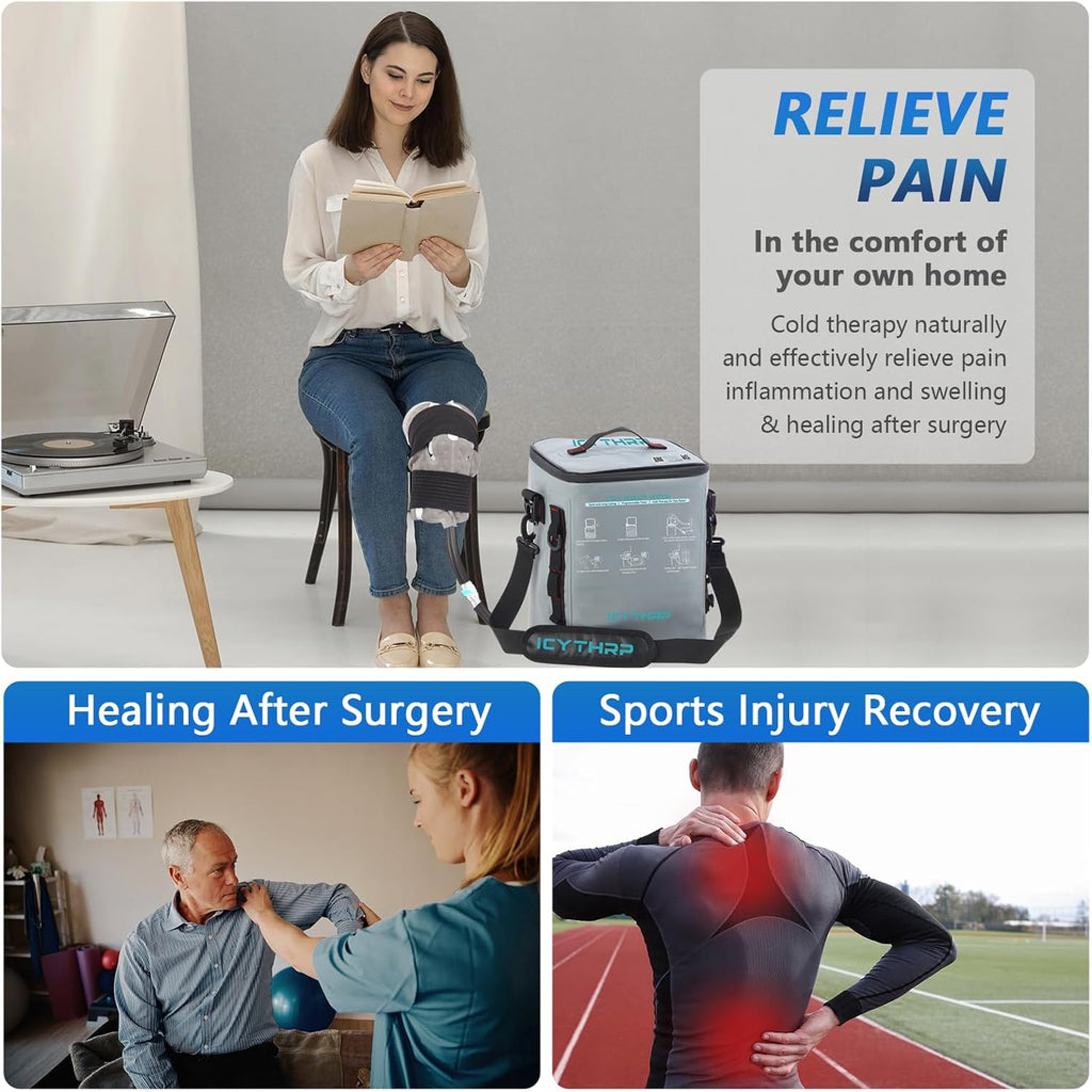 Cold Therapy Machine with Programmable Timer, Portable Ice Machine for Knee After Surgery, Knee Replacement Recovery System for Pain Relief w/Compression Pad for Shoulder, Hip and Ankle