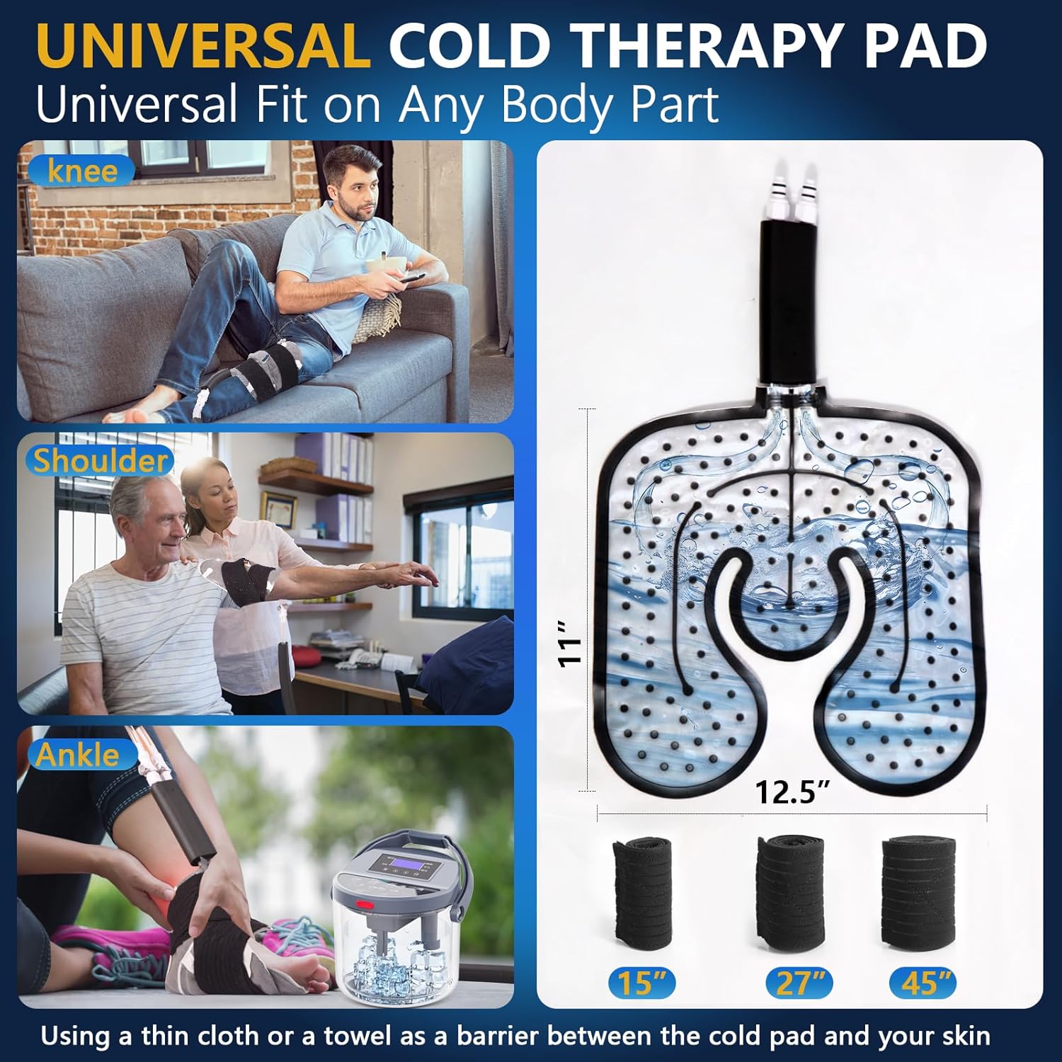 Cold Therapy Machine with Programmable Timer, Ice-Machine-for-Knee-After-Surgery, Knee Replacement Recovery Equipment, Cryotherapy Pain Relief w/Compression Pad for Shoulder, Ankle (Dark Grey)